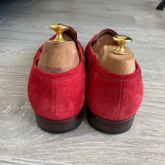 KITON Red Sued Penny Loafers main image 4